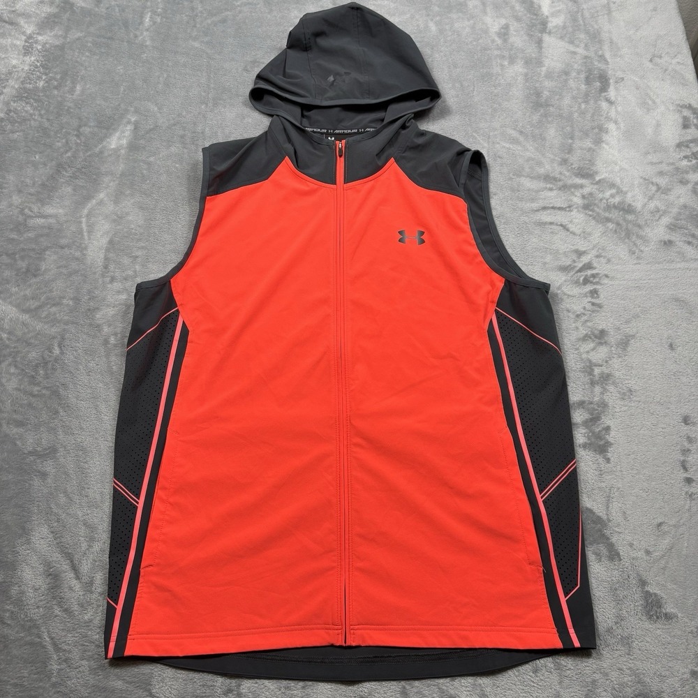 Under Amour Vest Men's XL Orange Storm Vortex Hoodie Rain Water Resistant
